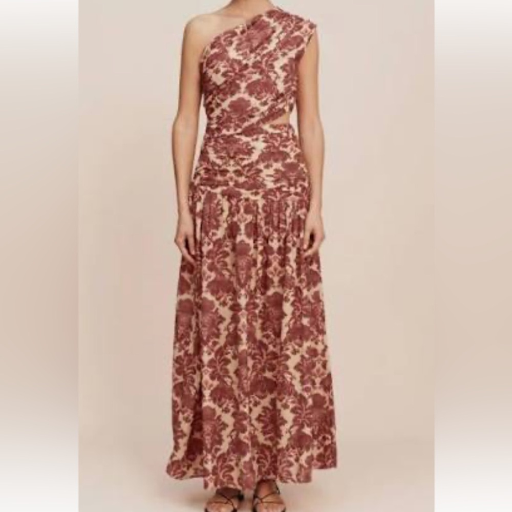 Posse Red and Cream Joslin one shoulder dress